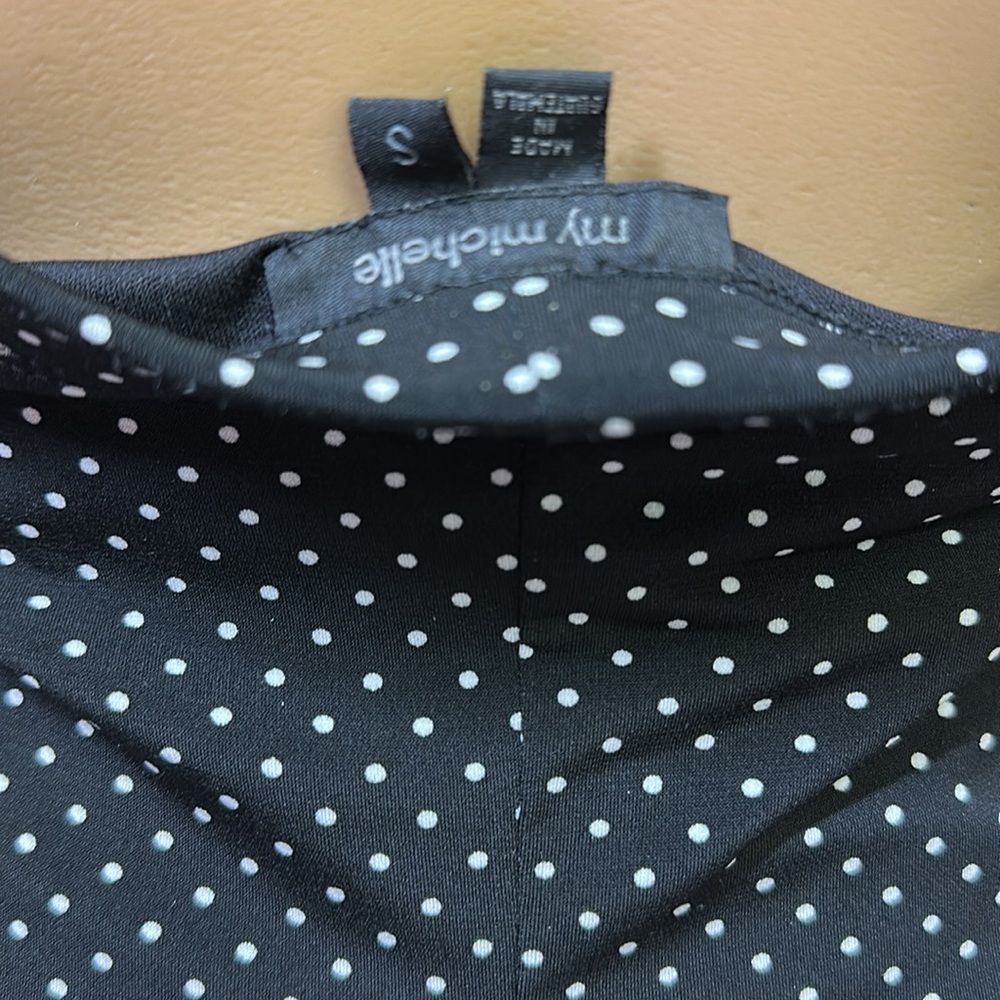 My Michelle Black White Polka Dot Halter Padded Breast Midi Dress Womens Small - Picture 13 of 14